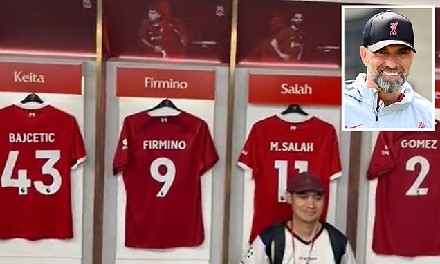 Liverpool fans claim video from inside Anfield dressing room proves three first-team players are set to leave… with trio's pegs not adorning the new strip along with released quartet