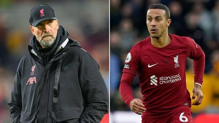 Although Jurgen Klopp said Thiago would be back in full training ahead of Aston Villa's visit, the midfielder went missing again