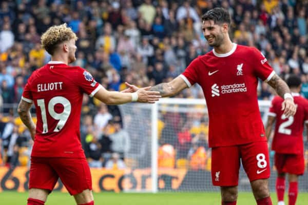 Harvey Elliot and Dominik Szoboszlai have been selected by Liverpool great Jamie Carragher to take Mohamed Salah's position