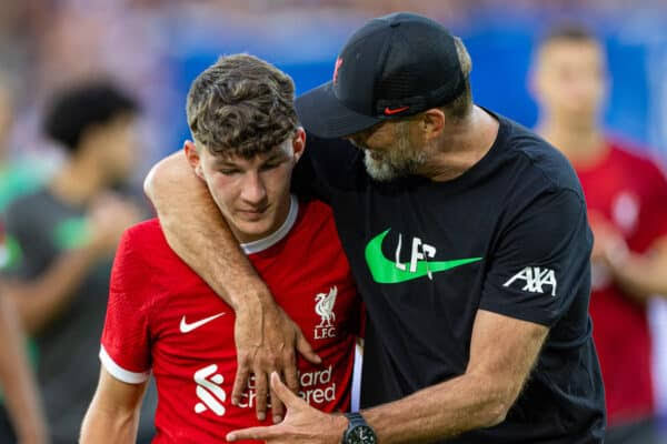 The son of a Premier League legend gets a hat-trick as Liverpool defeats Arsenal 7–0 in a convincing U18 victory.