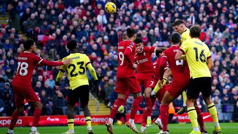Liverpool 3-1 Burnley: Goals from Diogo Jota, Darwin Nunez, and Luiz Diaz put the Reds atop the Premier League.